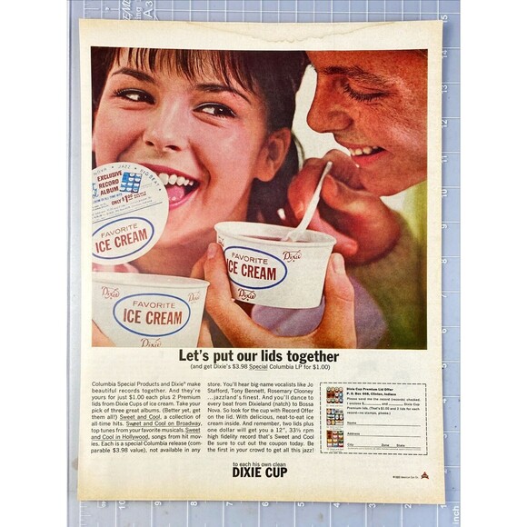 Dixie Cup "Let's put our lids together" Vintage Print Ad 1963 - Picture 2 of 3